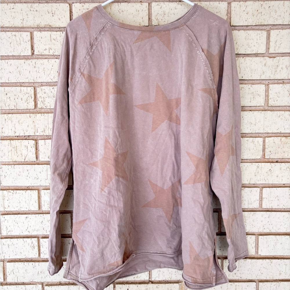 EASEL mocha star long sleeve shirt